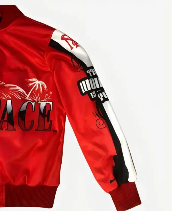 Scarface Leather Red Varsity Jacket Sleeves