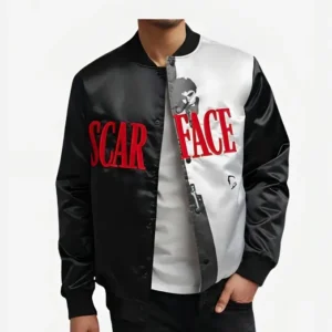 Scarface Satin Varsity Jacket Open Front