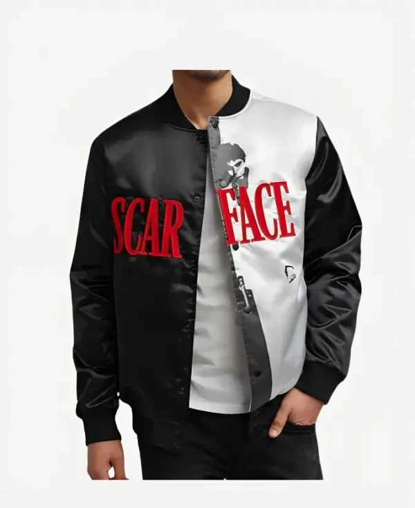Scarface Satin Varsity Jacket Open Front