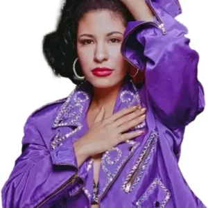 Selena Quintanilla Biker Purple Vegan Leather Jacket