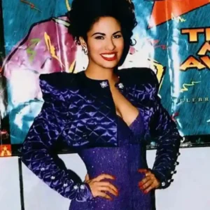 Selena Quintanilla Purple Diamond Quilted Cropped Jacket