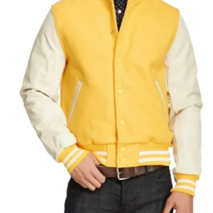 Seth Yellow and Beige Varsity Jacket