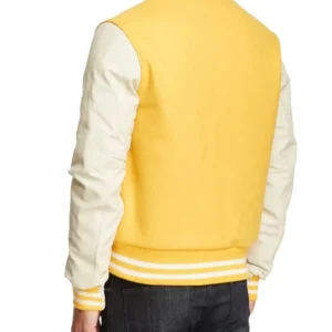 Seth Yellow and Beige Varsity Jacket Back