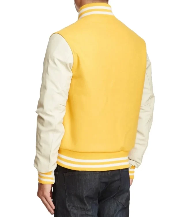 Seth Yellow and Beige Varsity Jacket Back