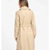 Shawna Premium Look Beige Leather Trench Coat Back