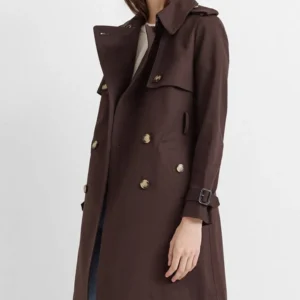 Shaymus Warm Toned Brown Cotton Trench Coat Left Side