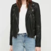 Siena Quilted Shoulder Black Leather Jacket