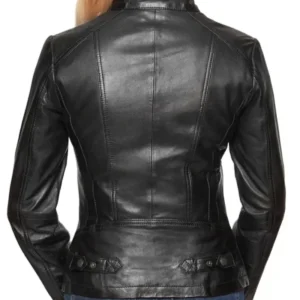 Sierra Slim Fit Motorcycle Cafe Racer Black Jacket Back