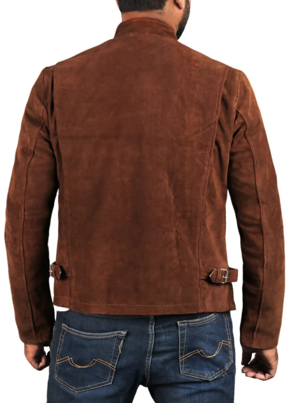 Sonny Tan Suede Moto Jacket Back
