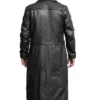 Stephanie Dark Aesthetic Leather Duster Coat Back