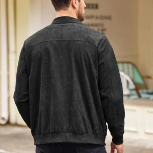 Syrenitee Suede Aviator Jacket in Black Back