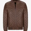 TJ brown quilted leather bomber jacket