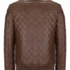 TJ brown quilted leather bomber jacket Back