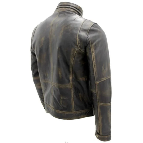 Talon Distressed Black Leather Jacket Back