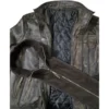 Talon Distressed Black Leather Jacket Closeup