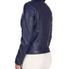 Tevia Blue Cafe Racer Leather Jacket Back