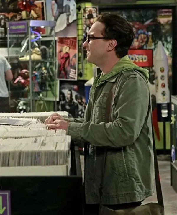 The Big Bang Theory Leonard Hofstadter Trucker Green Jacket Side View