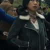 The Equalizer S02 Liza Lapira Gray Shearling Leather Jacket Side
