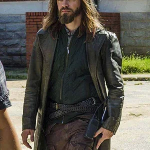 Tom Payne Walking Dead Trench Coat front