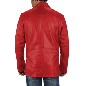 Tommy Red Leather Blazer Jacket Back