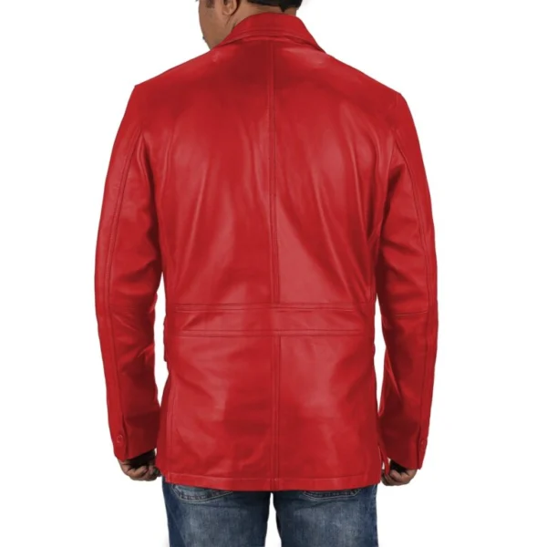 Tommy Red Leather Blazer Jacket Back