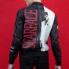 Tony Montana Scarface Bomber Leather Jacket Back View