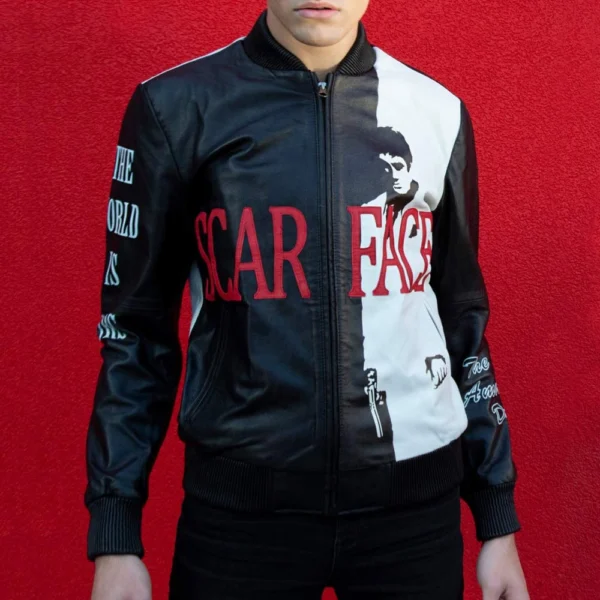 Tony Montana Scarface Bomber Leather Jacket Front