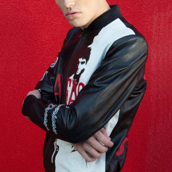 Tony Montana Scarface Bomber Leather Jacket Side View
