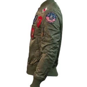 Top Gun Ma 1 Nylon Bomber Jacket With Patches Left Side