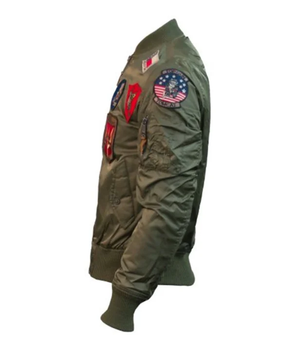 Top Gun Ma 1 Nylon Bomber Jacket With Patches Left Side