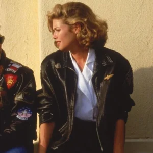 Top Gun Pilot Charlie Black Leather Jacket Front
