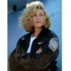 Top Gun Pilot Charlie Black Leather Jacket side pose