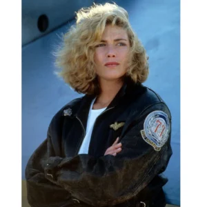 Top Gun Pilot Charlie Black Leather Jacket side pose