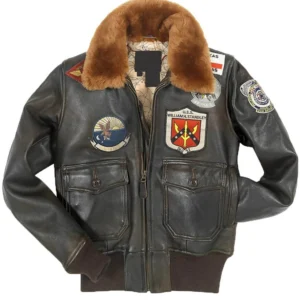 Top Gun Womens Brown Bomber Leather Jacket