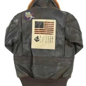 Top Gun Womens Brown Bomber Leather Jacket Back