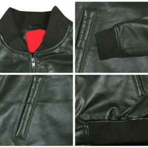 Tramiris Green Bomber Flight Jacket Closeup