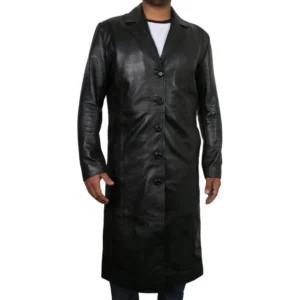 Trey Timeless Long Leather Overcoat