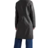 Trinity Single Breasted Black Leather Long Coat Back