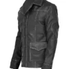Tyler Durden Black Leather Jacket Side View