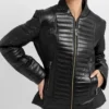 Vayda Sleek Fit Black Quilted Real Leather Jacket