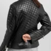 Vayda Sleek Fit Black Quilted Real Leather Jacket Back