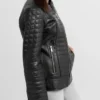 Vayda Sleek Fit Black Quilted Real Leather Jacket Right Side