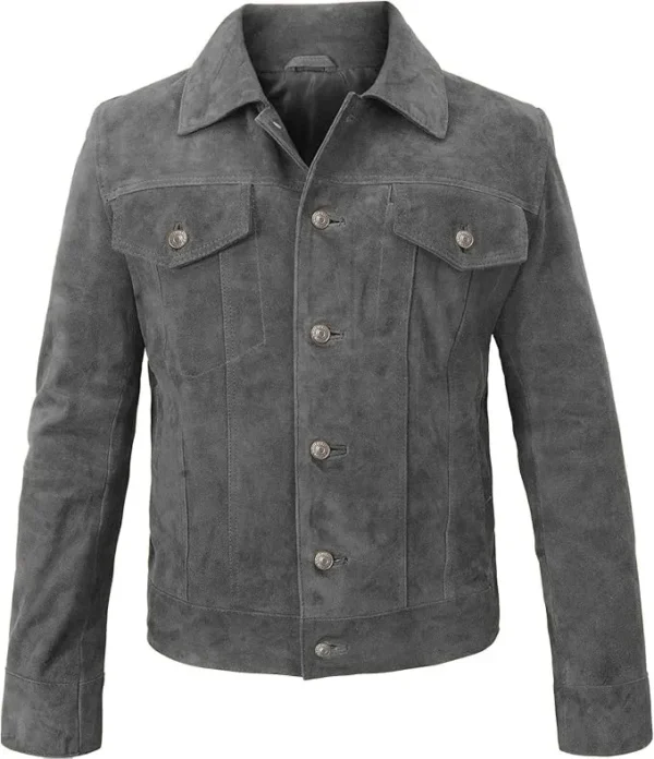 Violette grey suede leather jacket