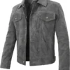 Violette grey suede leather jacket sideview