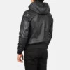 Wilson Black Bomber Jacket With Hood Back