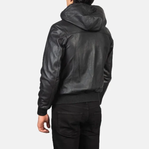 Wilson Black Bomber Jacket With Hood Back