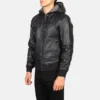 Wilson Black Bomber Jacket With Hood Side View