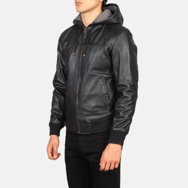 Wilson Black Bomber Jacket With Hood Side View