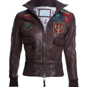 Womens Top Gun Brown Leather Jacket