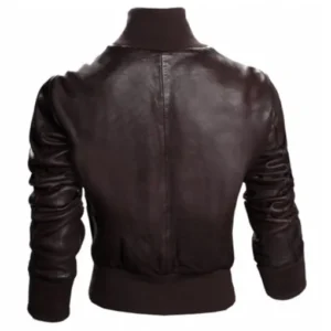 Womens Top Gun Brown Leather Jacket back